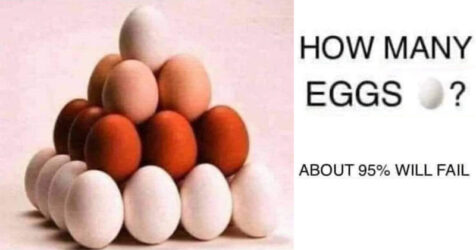 How many eggs? 95% will fail!
